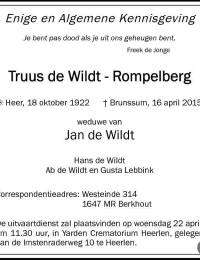 overlijdensbericht Truus Rompelberg