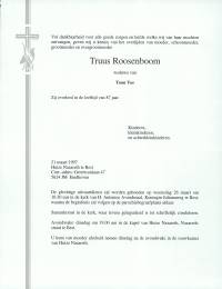 overlijdensbericht Truus Roosenboom