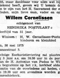 overlijdensadvertentie Willem Cornelissen