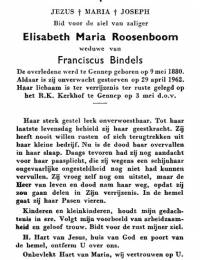 bidprentje Elisabeth Maria Roosenboom