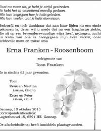 overlijdensadvertentie Erna Roosenboom